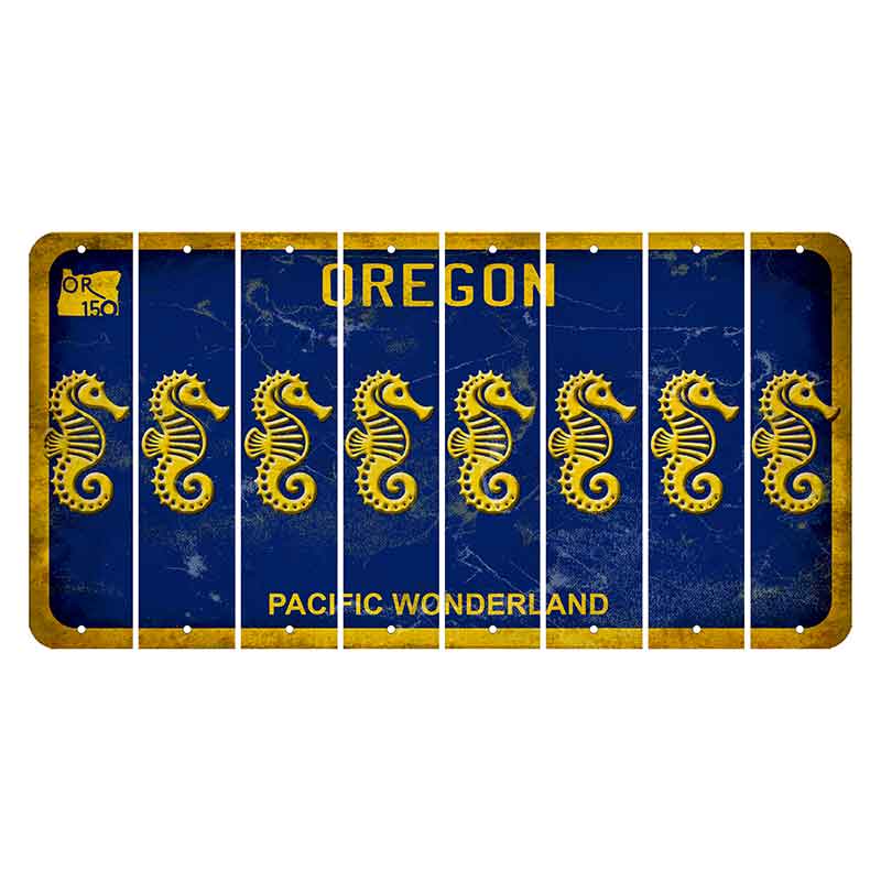 Oregon Pacific Wonderland Cut License Plate Strips (Set of 8) Seahorse