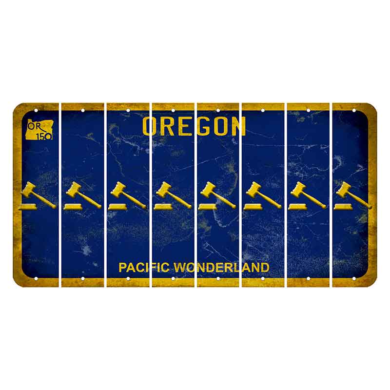 Oregon Pacific Wonderland Cut License Plate Strips (Set of 8) Gavel