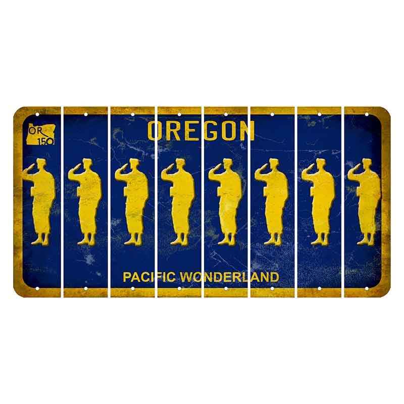 Oregon Pacific Wonderland Cut License Plate Strips (Set of 8) Soldier - Saluting