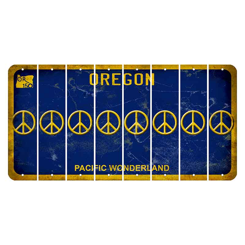 Oregon Pacific Wonderland Cut License Plate Strips (Set of 8) Peace Sign