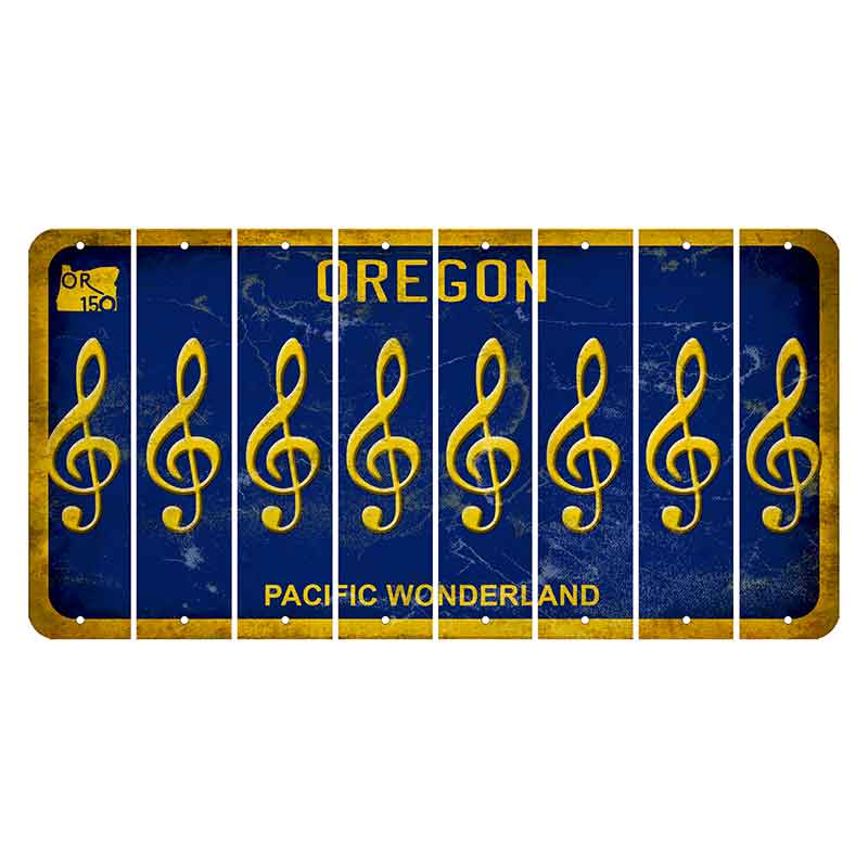Oregon Pacific Wonderland Cut License Plate Strips (Set of 8) Music Note