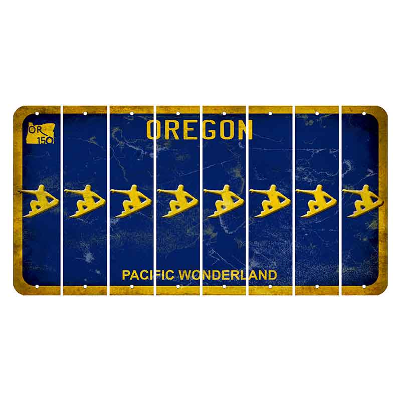 Oregon Pacific Wonderland Cut License Plate Strips (Set of 8) Snowboarder