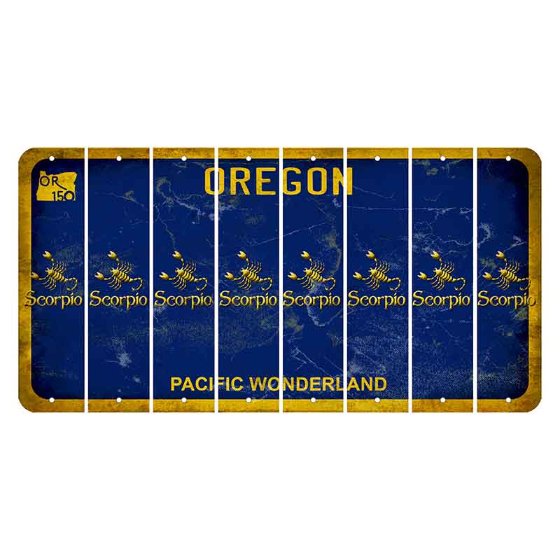 Oregon Pacific Wonderland Cut License Plate Strips (Set of 8) Zodiac Sign - Scorpio