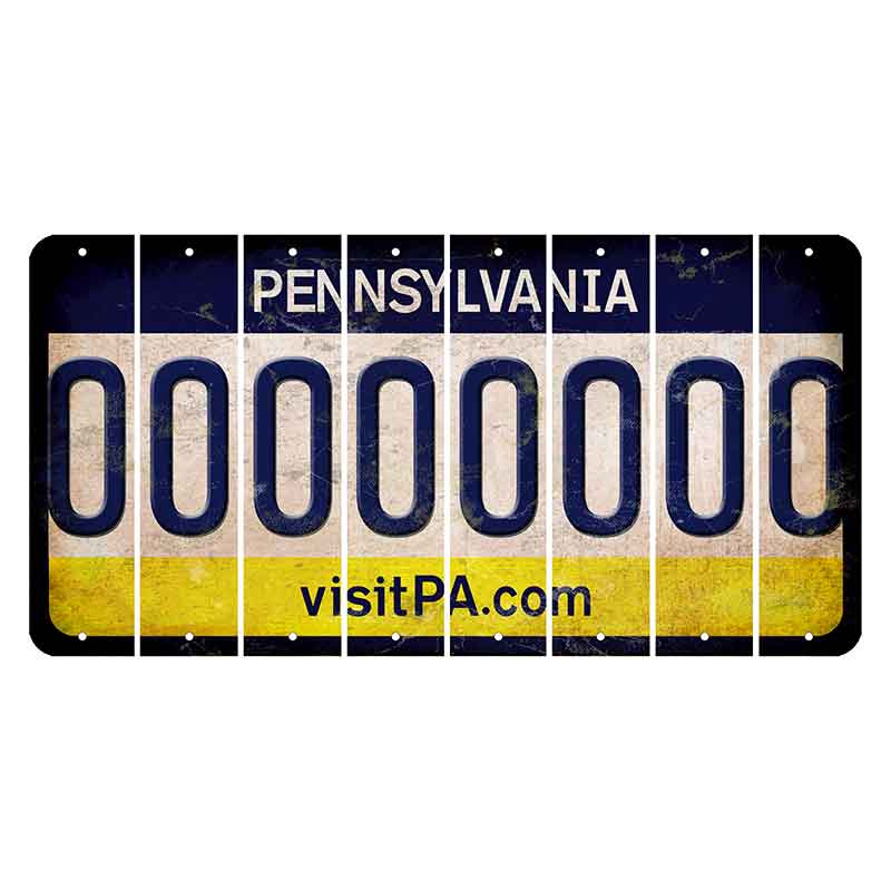 Pennsylvania vistiPA Cut License Plate Strips (Set of 8)