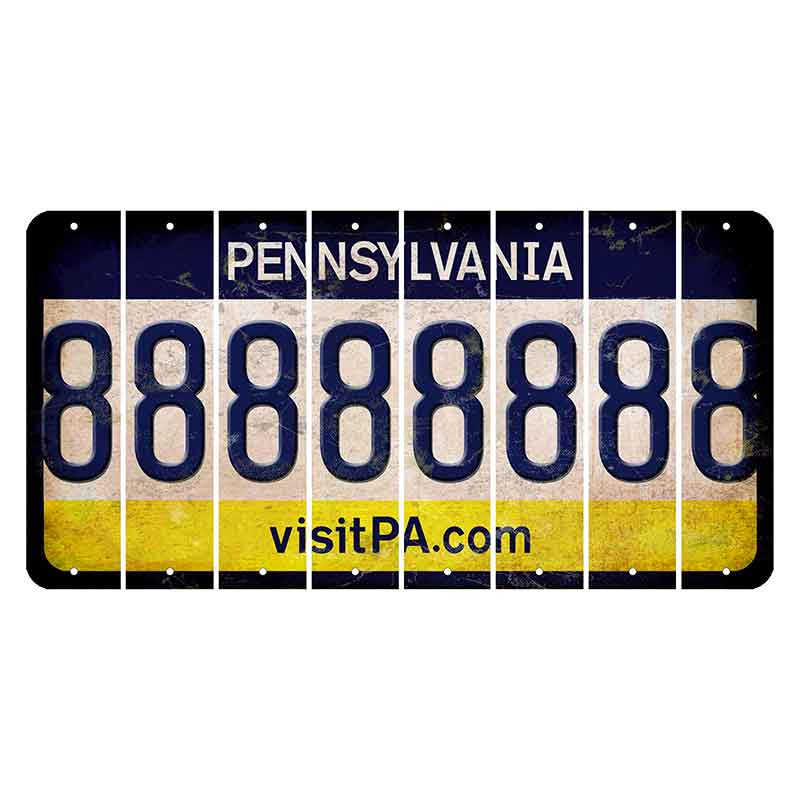 Pennsylvania vistiPA Cut License Plate Strips (Set of 8) 8