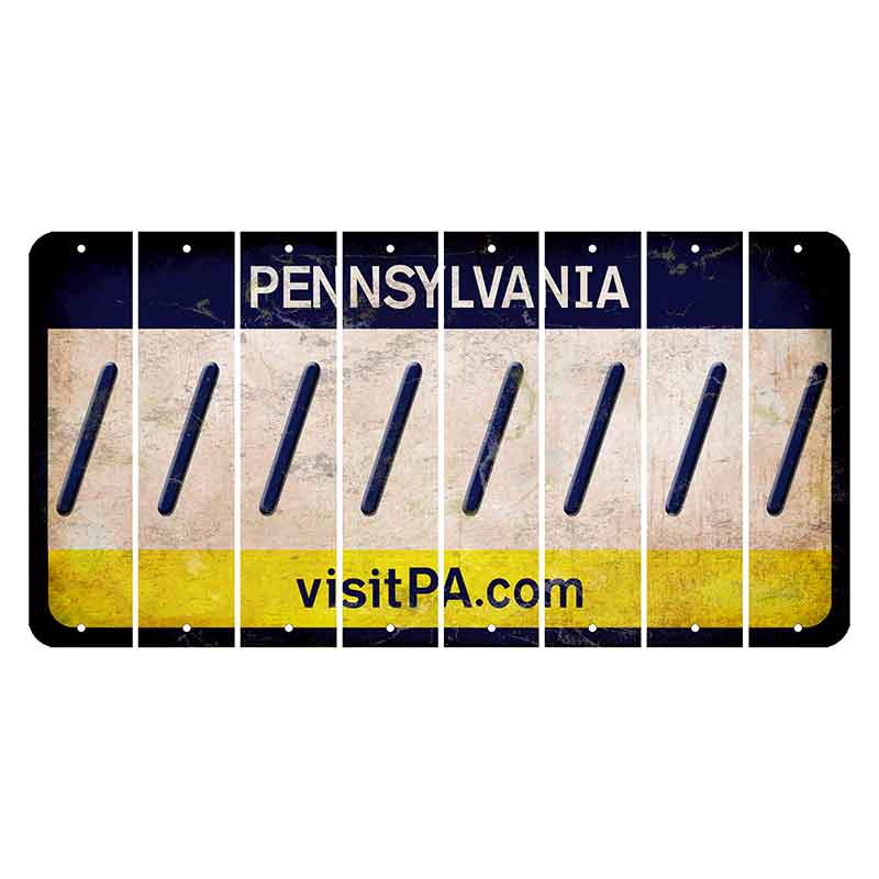 Pennsylvania vistiPA Cut License Plate Strips (Set of 8) Forward Slash