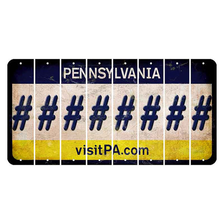 Pennsylvania vistiPA Cut License Plate Strips (Set of 8) Hashtag