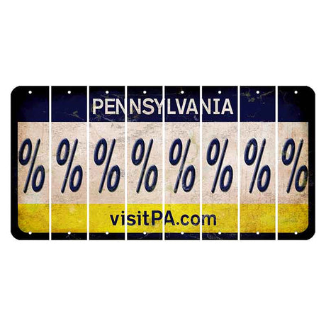 Pennsylvania vistiPA Cut License Plate Strips (Set of 8) Percent Sign