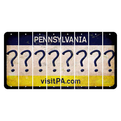 Pennsylvania vistiPA Cut License Plate Strips (Set of 8) Question Mark