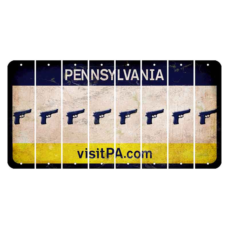 Pennsylvania vistiPA Cut License Plate Strips (Set of 8) Handgun