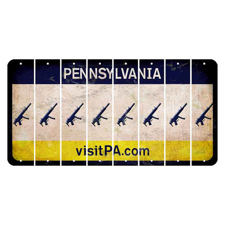 Pennsylvania vistiPA Cut License Plate Strips (Set of 8) Submachine Gun