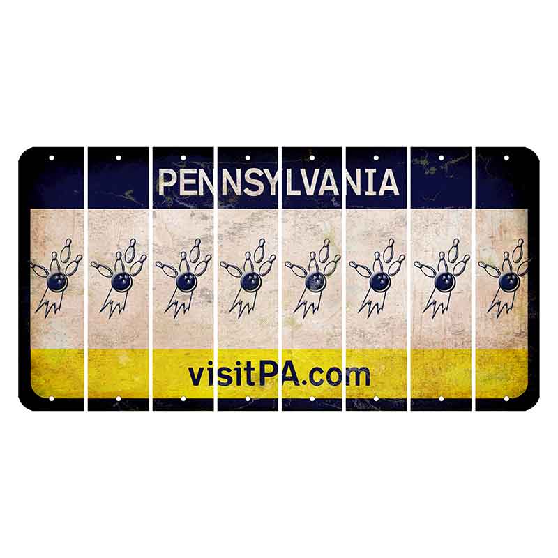 Pennsylvania vistiPA Cut License Plate Strips (Set of 8) Bowling