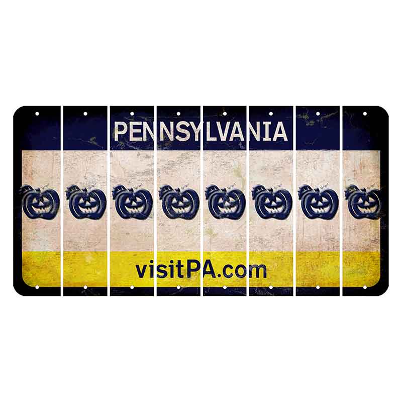 Pennsylvania vistiPA Cut License Plate Strips (Set of 8) Pumpkin