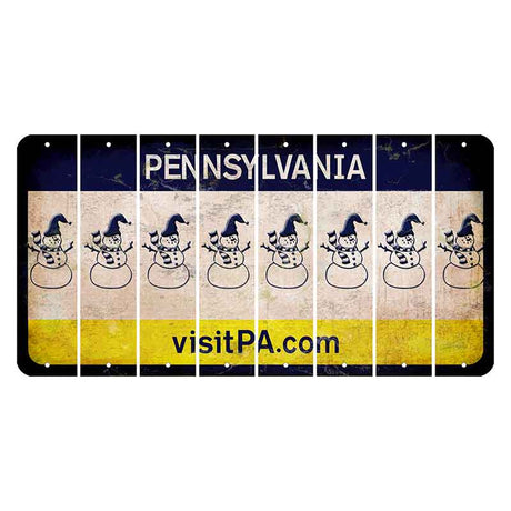 Pennsylvania vistiPA Cut License Plate Strips (Set of 8) Snowman