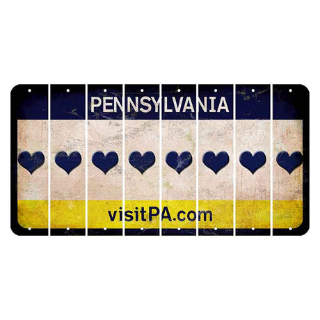 Pennsylvania vistiPA Cut License Plate Strips (Set of 8) Heart