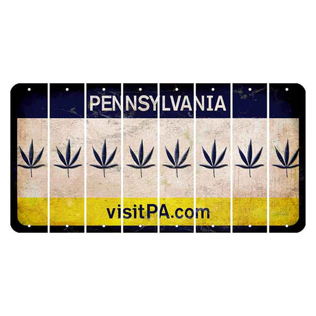 Pennsylvania vistiPA Cut License Plate Strips (Set of 8) Pot Leaf