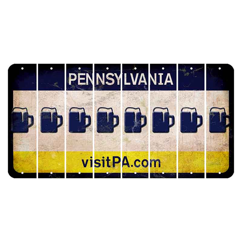 Pennsylvania vistiPA Cut License Plate Strips (Set of 8) Beer Mug