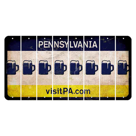 Pennsylvania vistiPA Cut License Plate Strips (Set of 8) Beer Mug