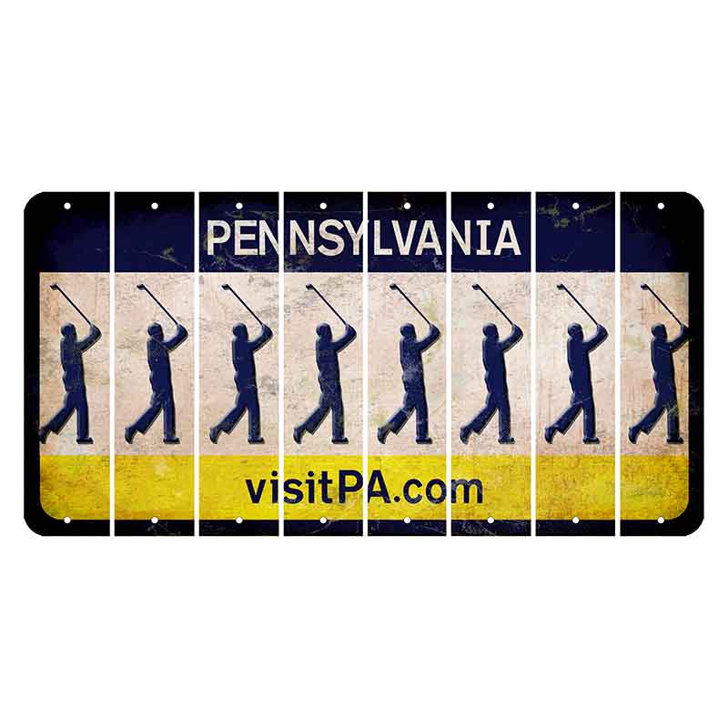 Pennsylvania vistiPA Cut License Plate Strips (Set of 8) Male Golfer