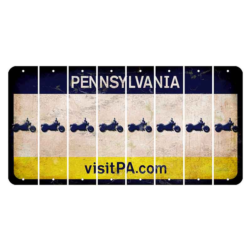 Pennsylvania vistiPA Cut License Plate Strips (Set of 8) Motorcycle