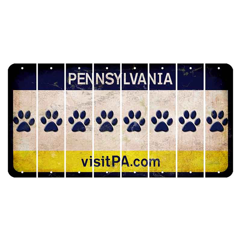 Pennsylvania vistiPA Cut License Plate Strips (Set of 8) Dog Paw