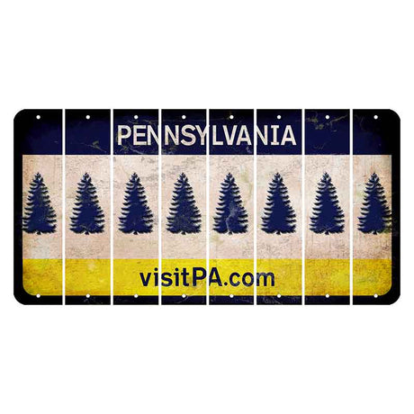 Pennsylvania vistiPA Cut License Plate Strips (Set of 8) Pine Tree