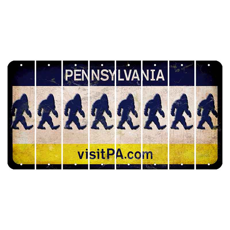 Pennsylvania vistiPA Cut License Plate Strips (Set of 8) Bigfoot