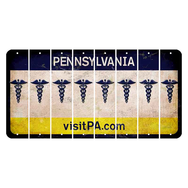 Pennsylvania vistiPA Cut License Plate Strips (Set of 8) Caduceus