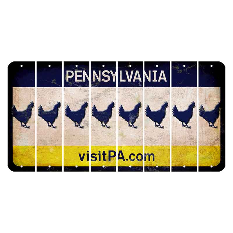 Pennsylvania vistiPA Cut License Plate Strips (Set of 8) Chicken