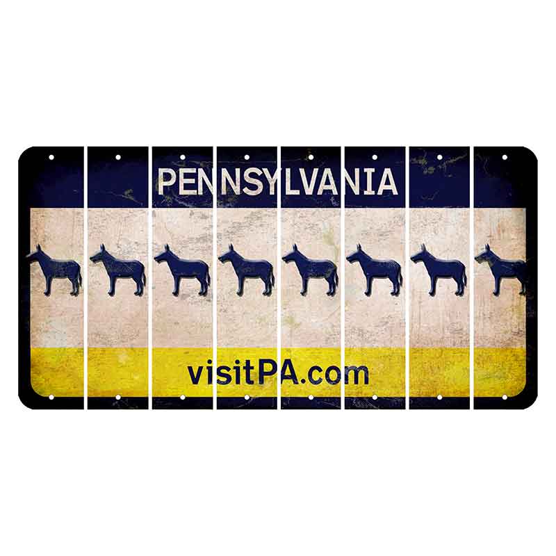 Pennsylvania vistiPA Cut License Plate Strips (Set of 8) Donkey