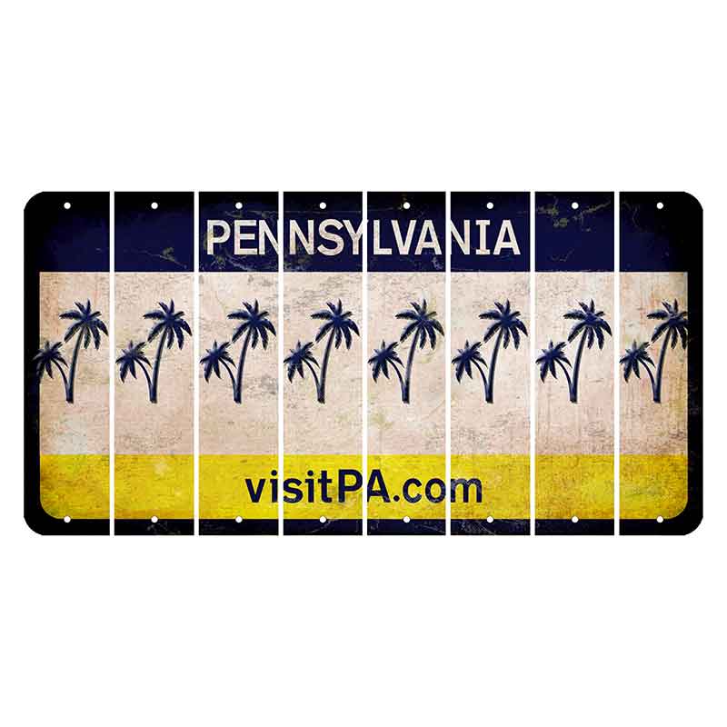 Pennsylvania vistiPA Cut License Plate Strips (Set of 8) Palm Trees