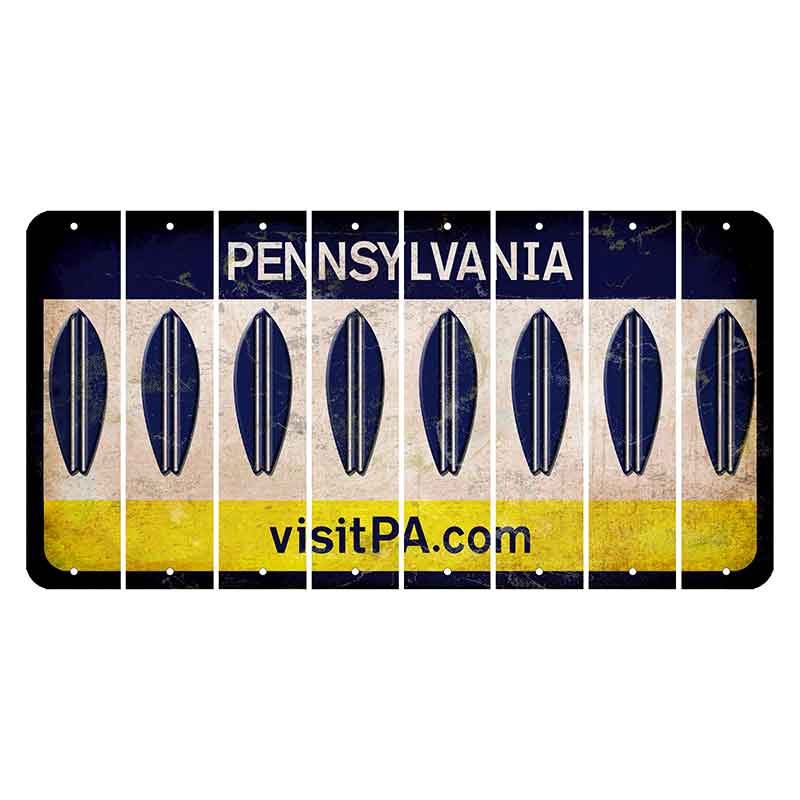 Pennsylvania vistiPA Cut License Plate Strips (Set of 8) Surfboard