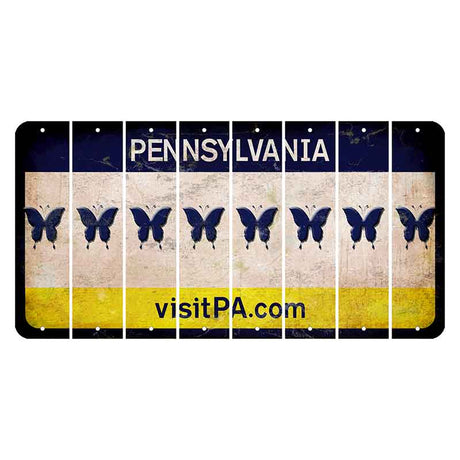 Pennsylvania vistiPA Cut License Plate Strips (Set of 8) Butterfly