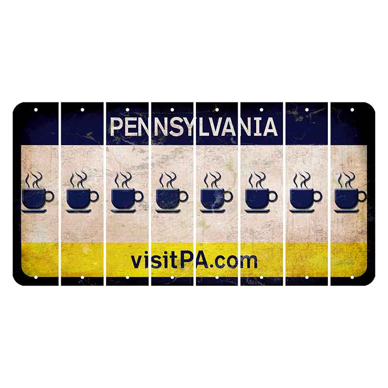 Pennsylvania vistiPA Cut License Plate Strips (Set of 8) Coffee Mug