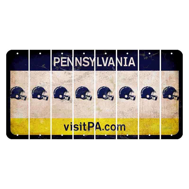 Pennsylvania vistiPA Cut License Plate Strips (Set of 8) Football Helmet