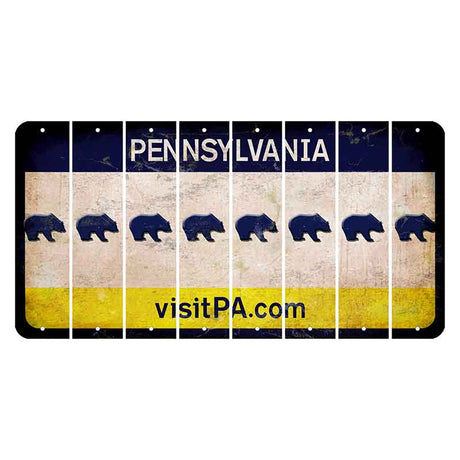 Pennsylvania vistiPA Cut License Plate Strips (Set of 8) Bear