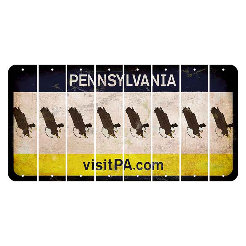 Pennsylvania vistiPA Cut License Plate Strips (Set of 8) Bald Eagle