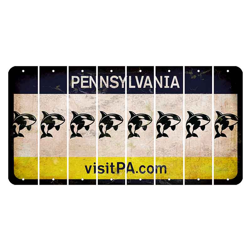 Pennsylvania vistiPA Cut License Plate Strips (Set of 8) Whale