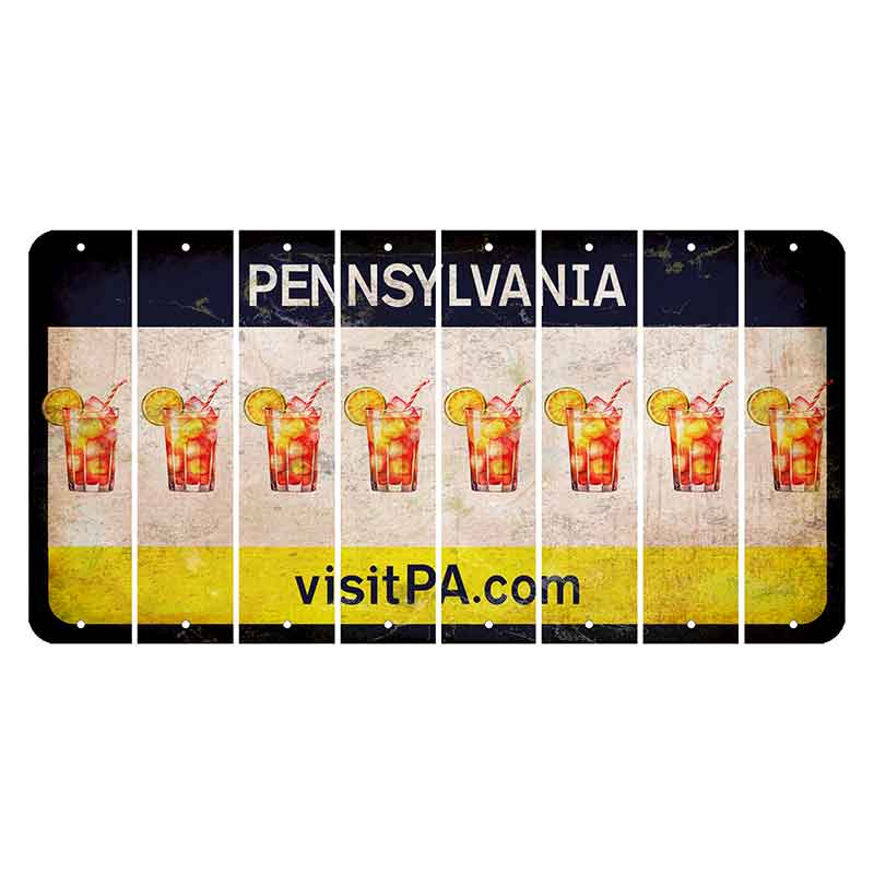 Pennsylvania vistiPA Cut License Plate Strips (Set of 8) Cocktail