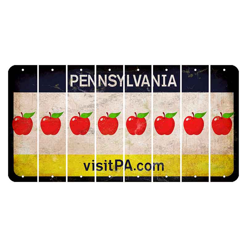 Pennsylvania vistiPA Cut License Plate Strips (Set of 8) Apple