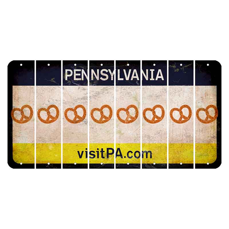 Pennsylvania vistiPA Cut License Plate Strips (Set of 8) Pretzel