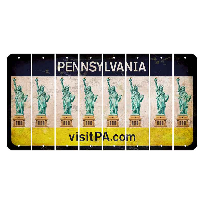 Pennsylvania vistiPA Cut License Plate Strips (Set of 8) Statue of Liberty