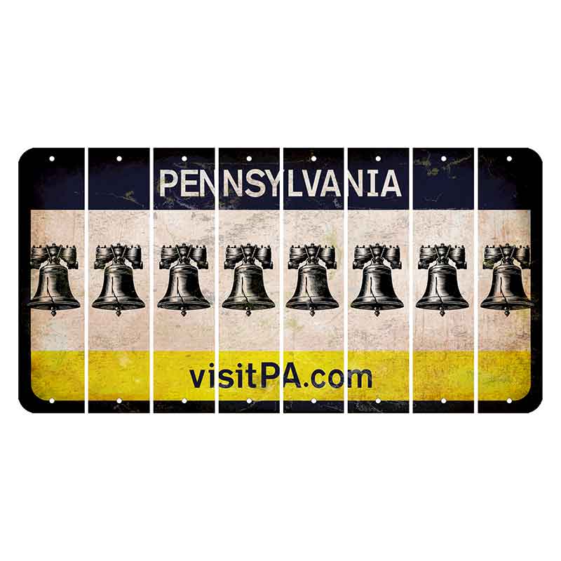 Pennsylvania vistiPA Cut License Plate Strips (Set of 8) Liberty Bell