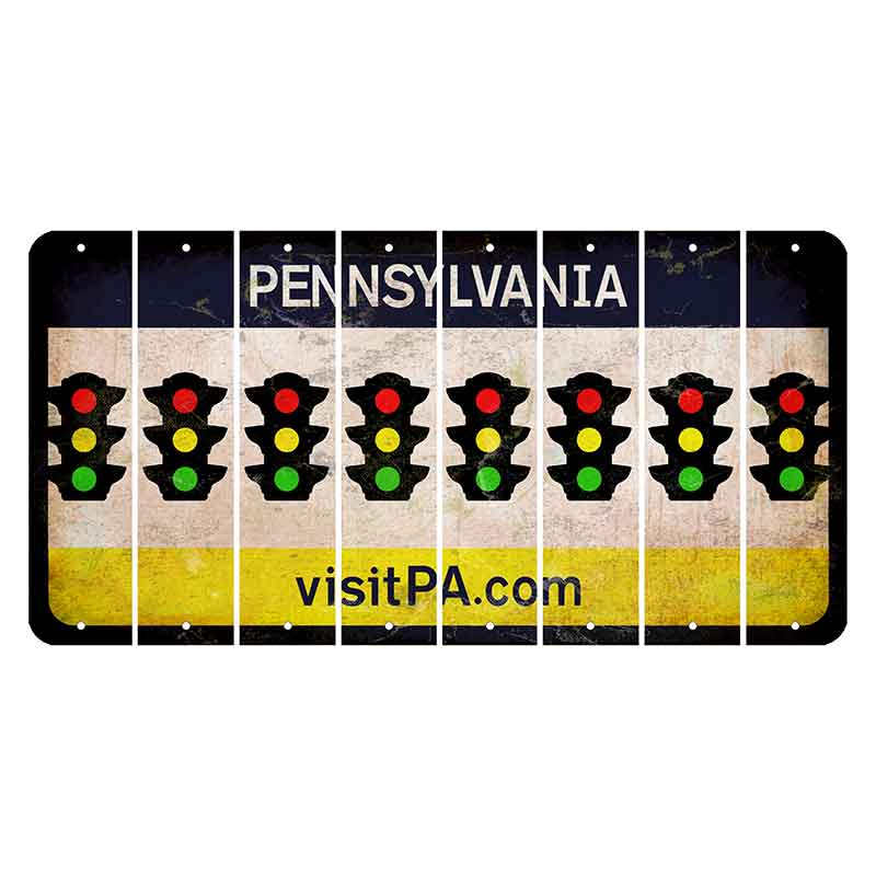 Pennsylvania vistiPA Cut License Plate Strips (Set of 8) Traffic Light