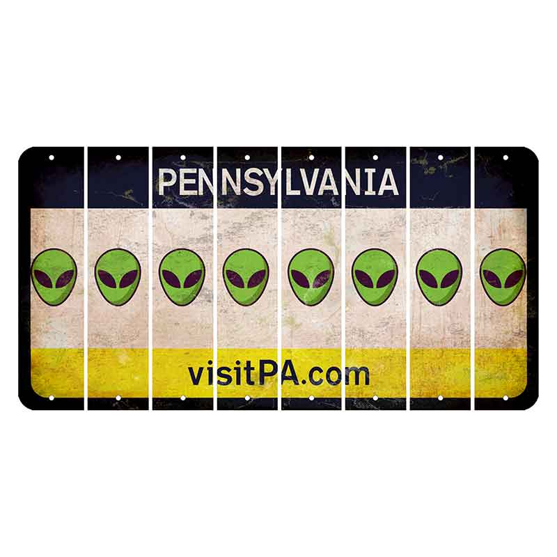 Pennsylvania vistiPA Cut License Plate Strips (Set of 8) Alien