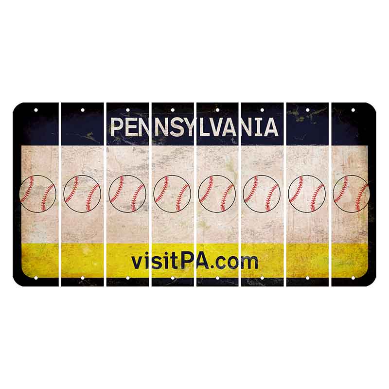 Pennsylvania vistiPA Cut License Plate Strips (Set of 8) Baseball