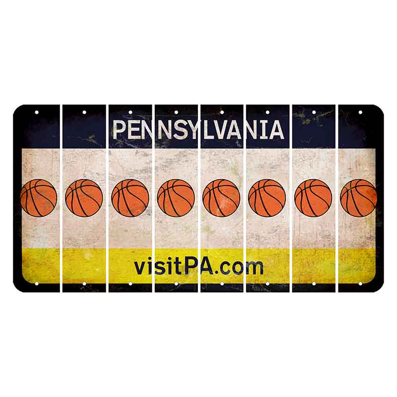 Pennsylvania vistiPA Cut License Plate Strips (Set of 8) Basketball