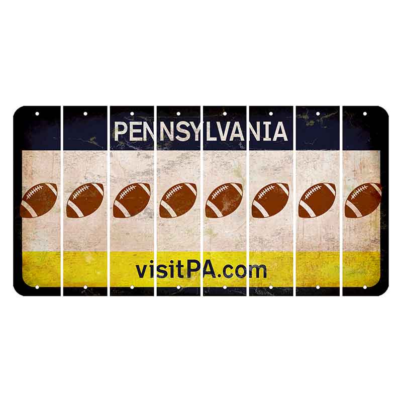 Pennsylvania vistiPA Cut License Plate Strips (Set of 8) Football