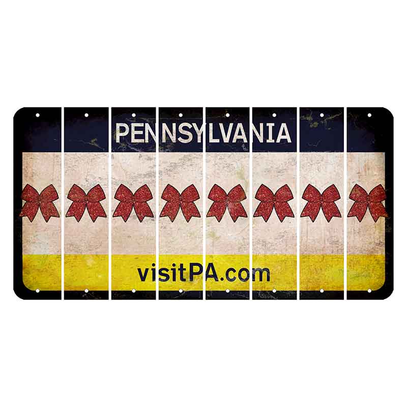 Pennsylvania vistiPA Cut License Plate Strips (Set of 8) Cheer Bow