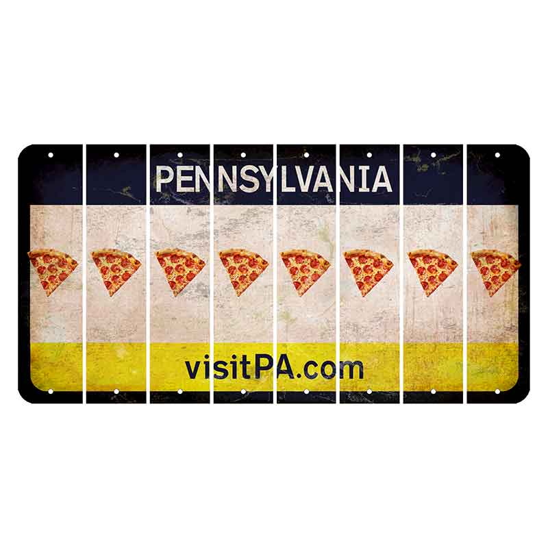 Pennsylvania vistiPA Cut License Plate Strips (Set of 8) Pizza